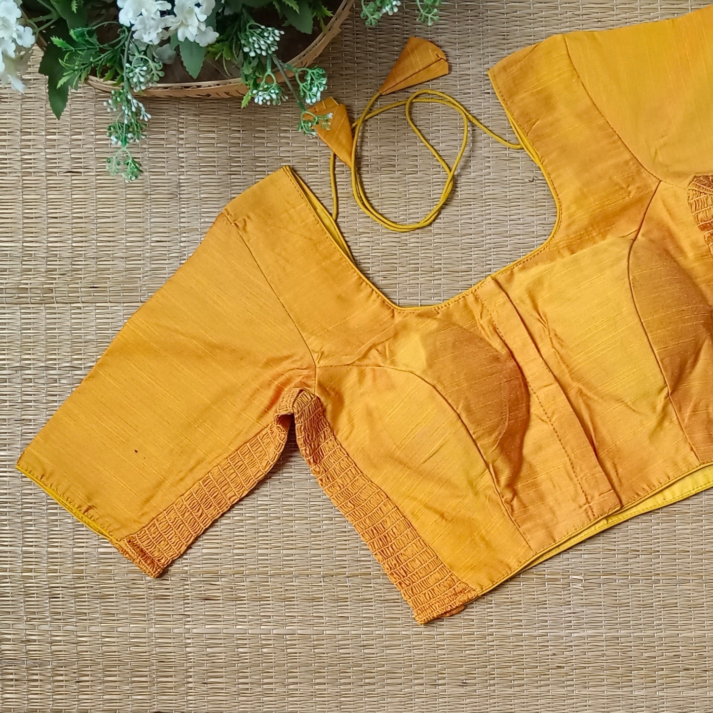 Classic yellow plain flexi fit blouse
