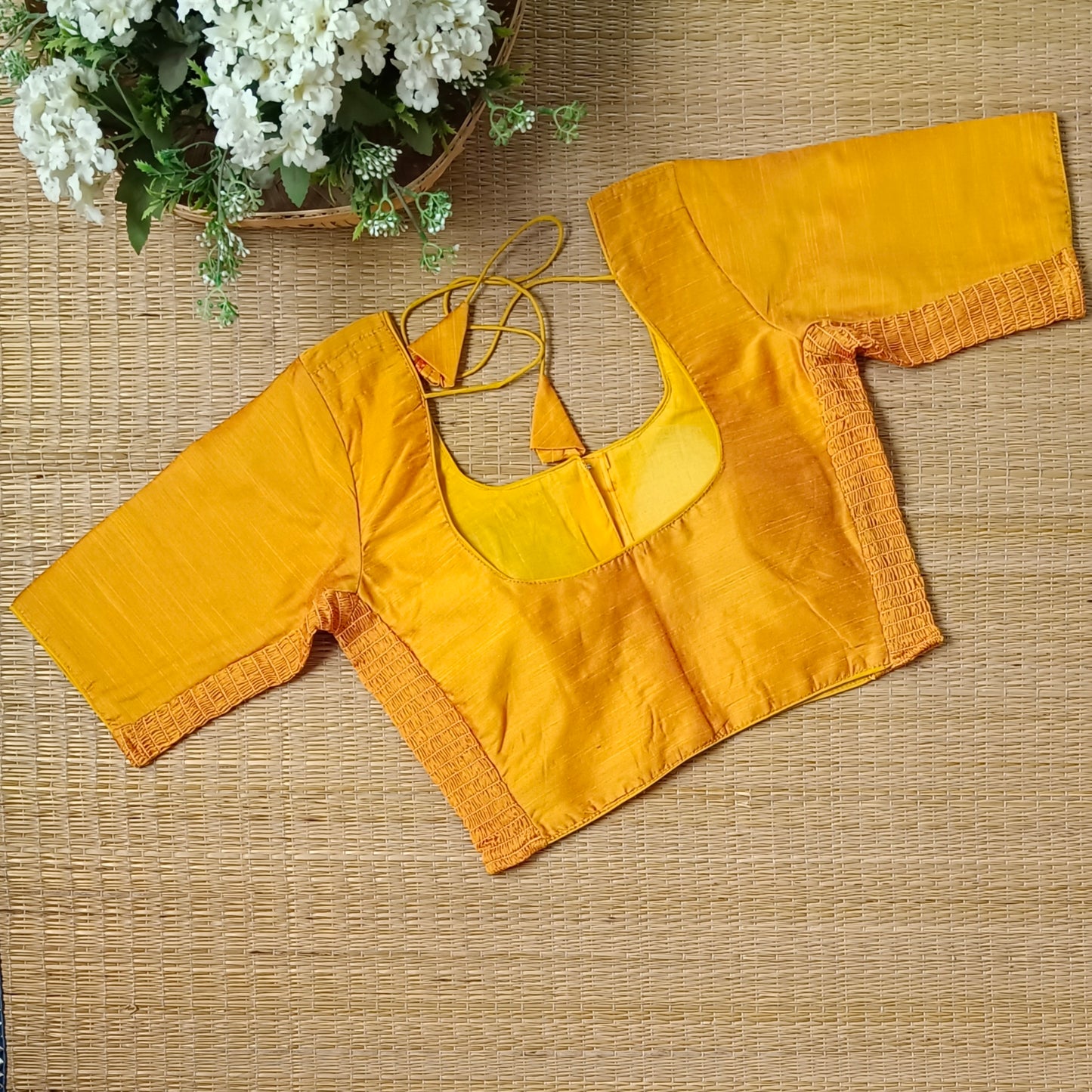 Classic yellow plain flexi fit blouse