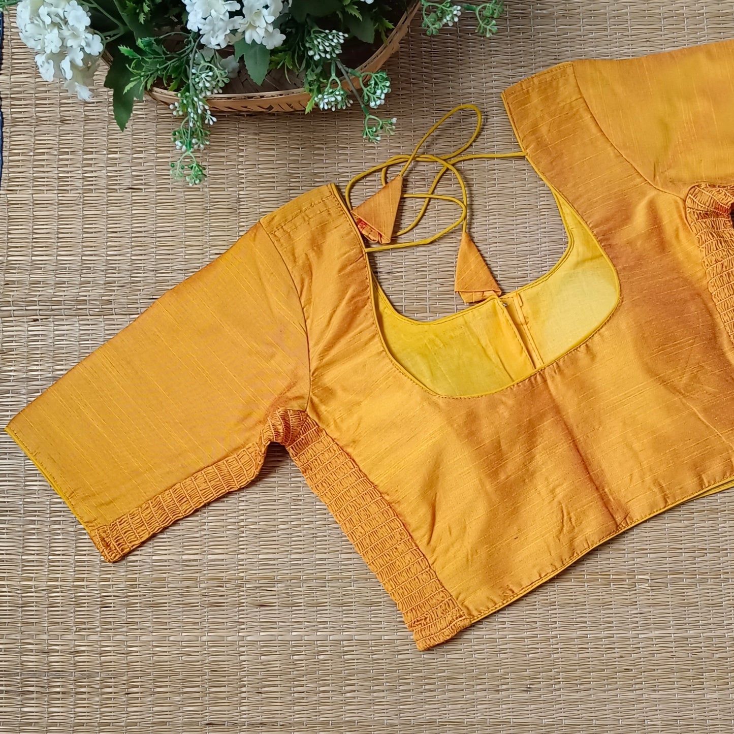 Classic yellow plain flexi fit blouse