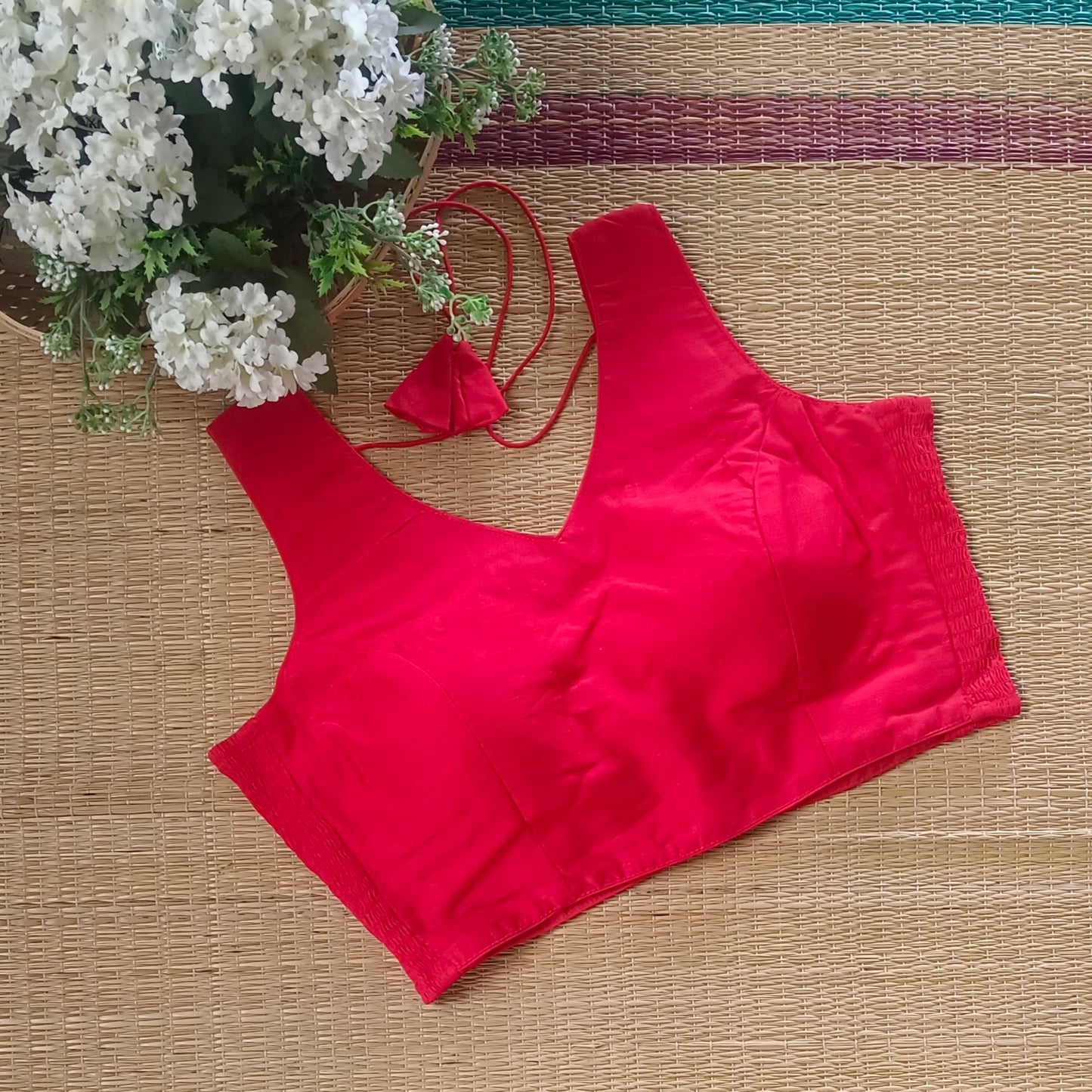 Cherry Red plain flexifit blouse (attachable sleeves)