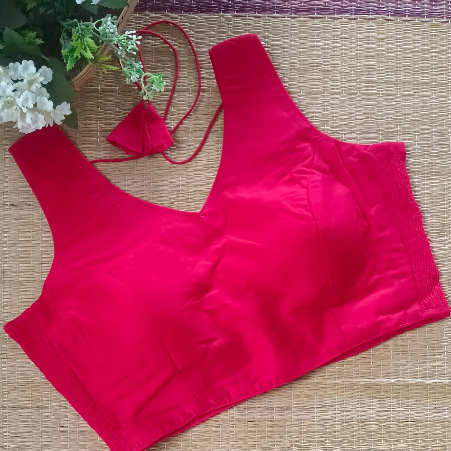 Cherry Red plain flexifit blouse (attachable sleeves)