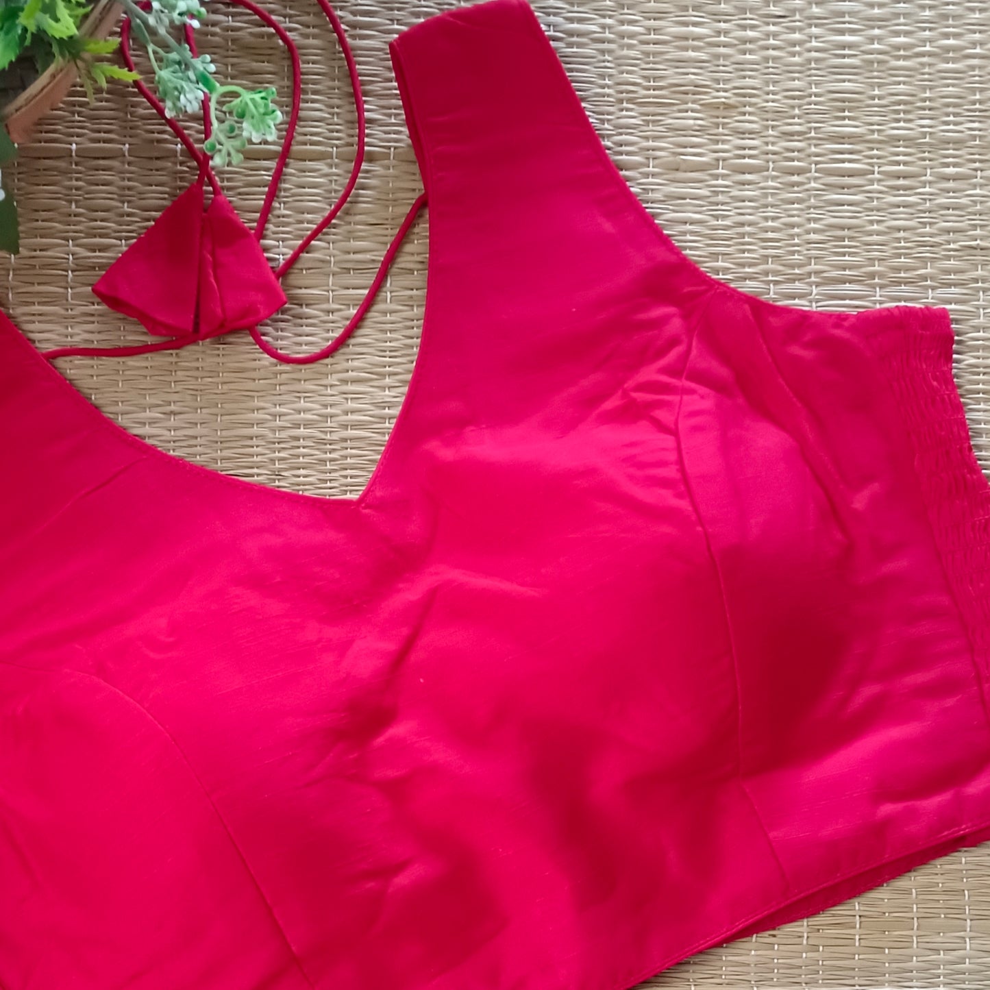 Cherry Red plain flexifit blouse (attachable sleeves)