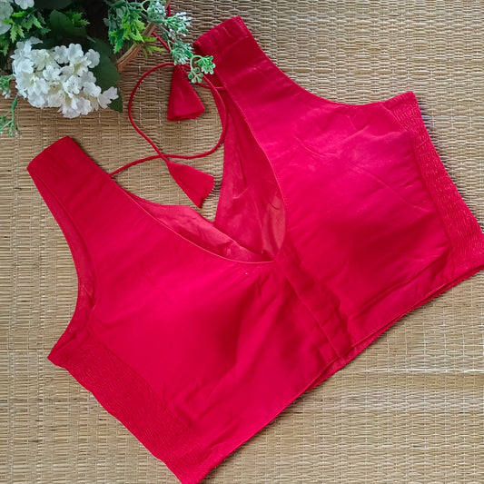 Cherry Red plain flexifit blouse (attachable sleeves)