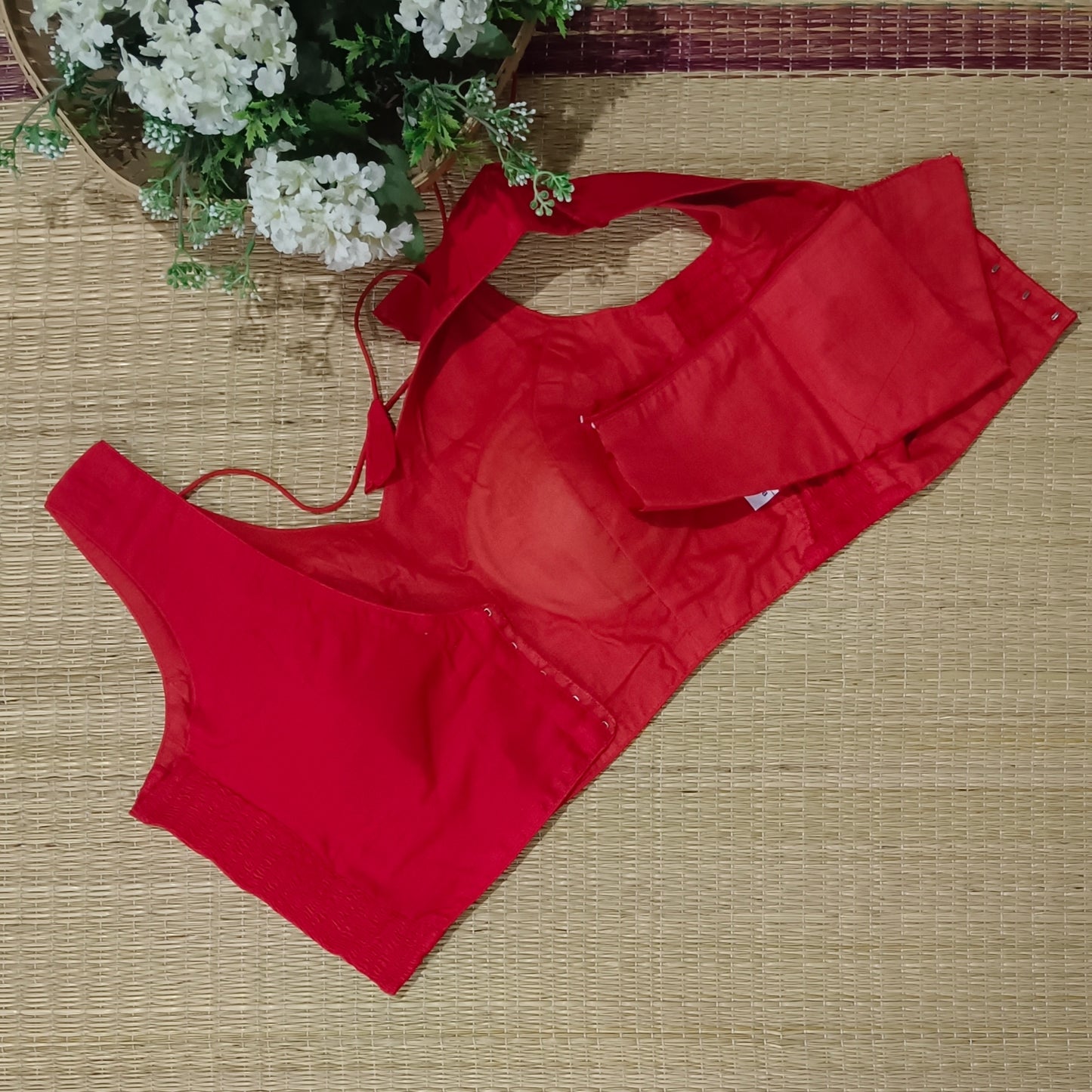 Cherry Red plain flexifit blouse (attachable sleeves)