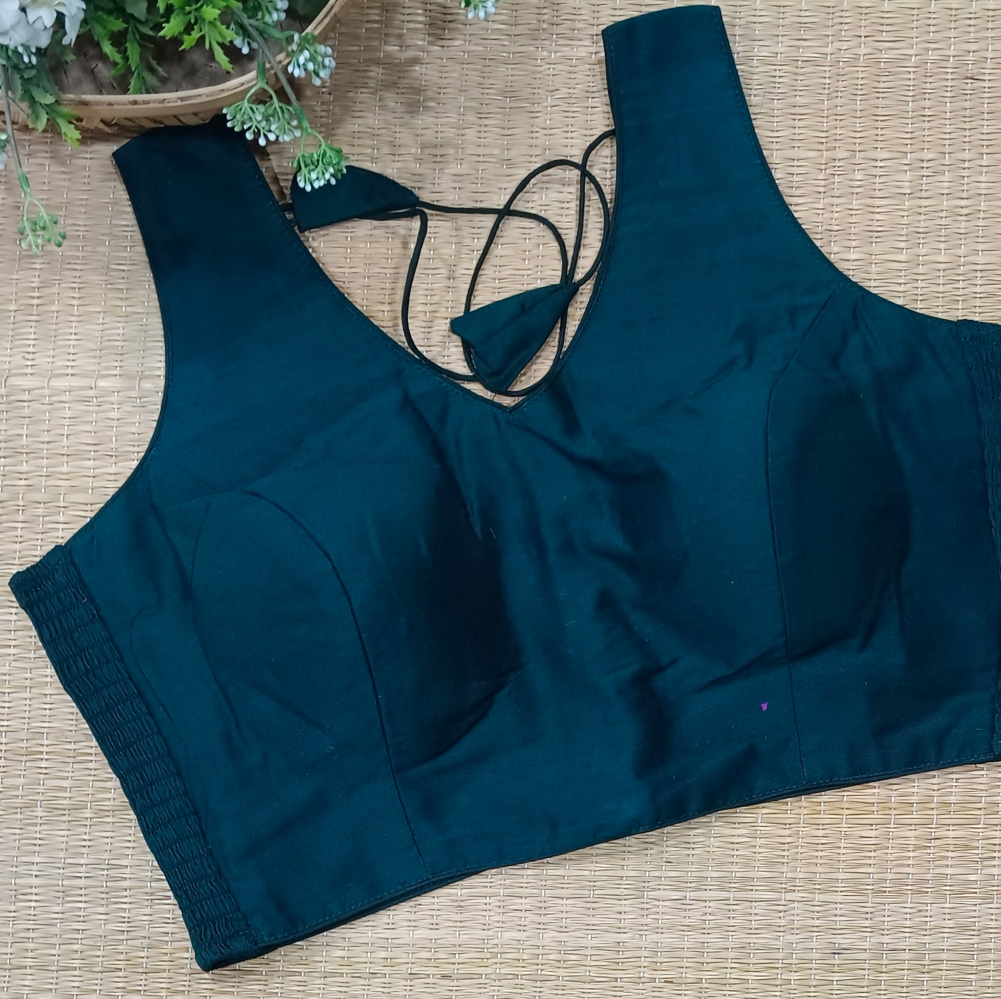 Dark bottle green plain flexifit blouse (attachable sleeves)