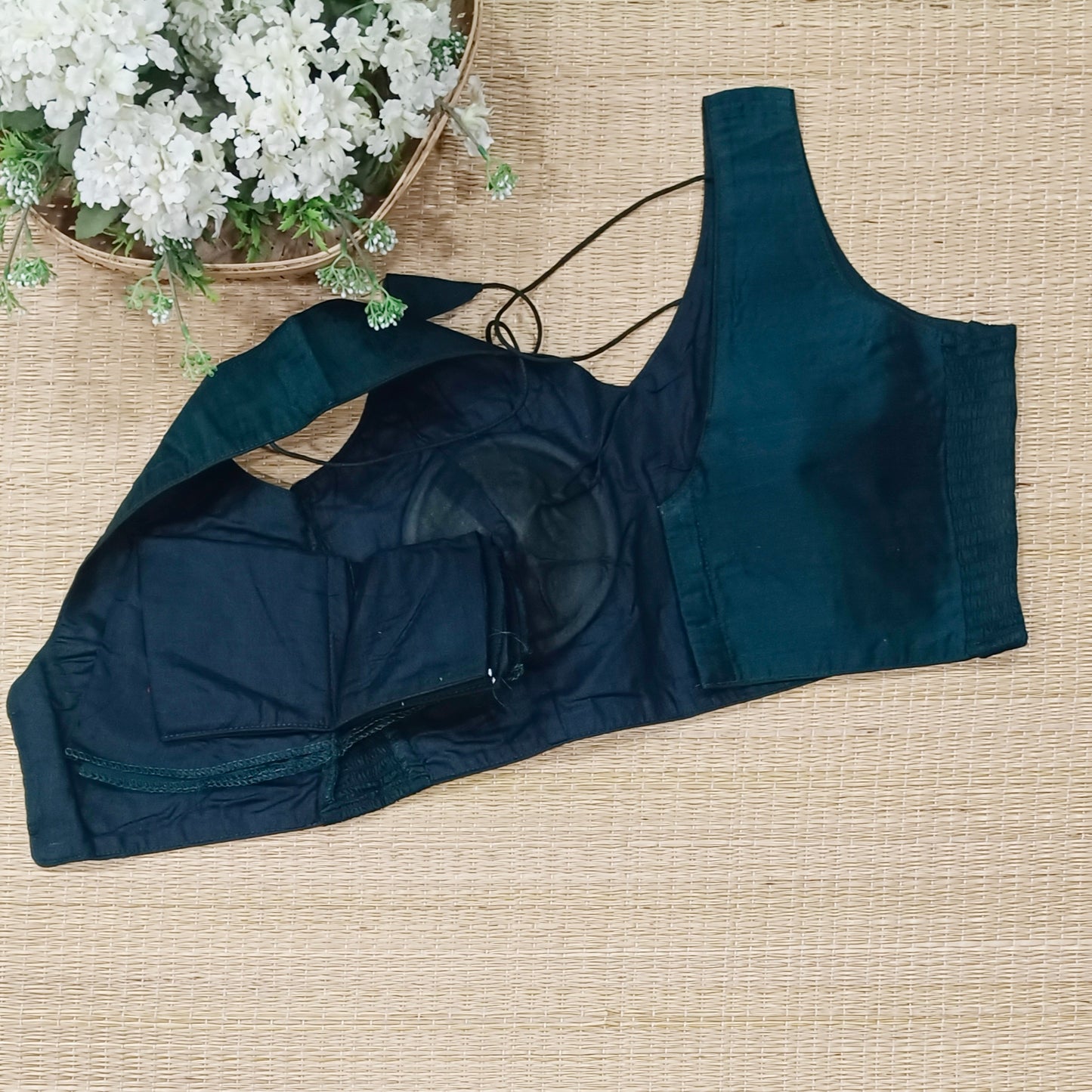 Dark bottle green plain flexifit blouse (attachable sleeves)