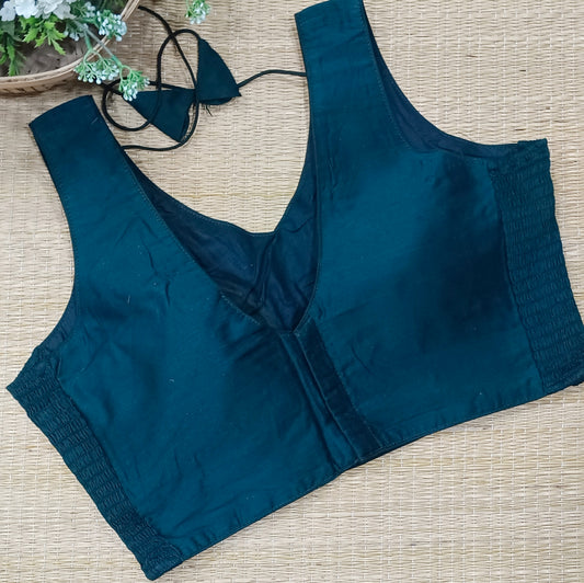 Dark bottle green plain flexifit blouse (attachable sleeves)