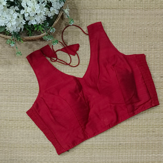 Dark Red plain flexifit blouse (attachable sleeves)