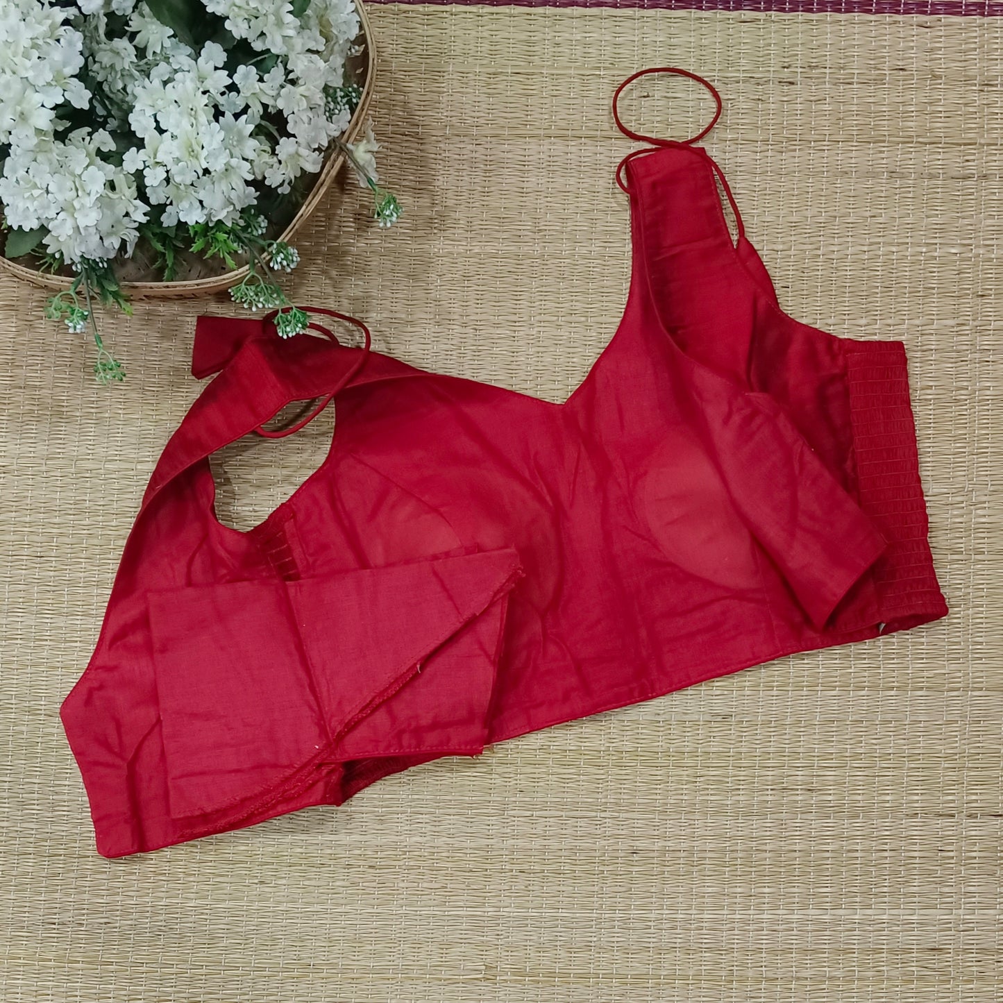 Dark Red plain flexifit blouse (attachable sleeves)