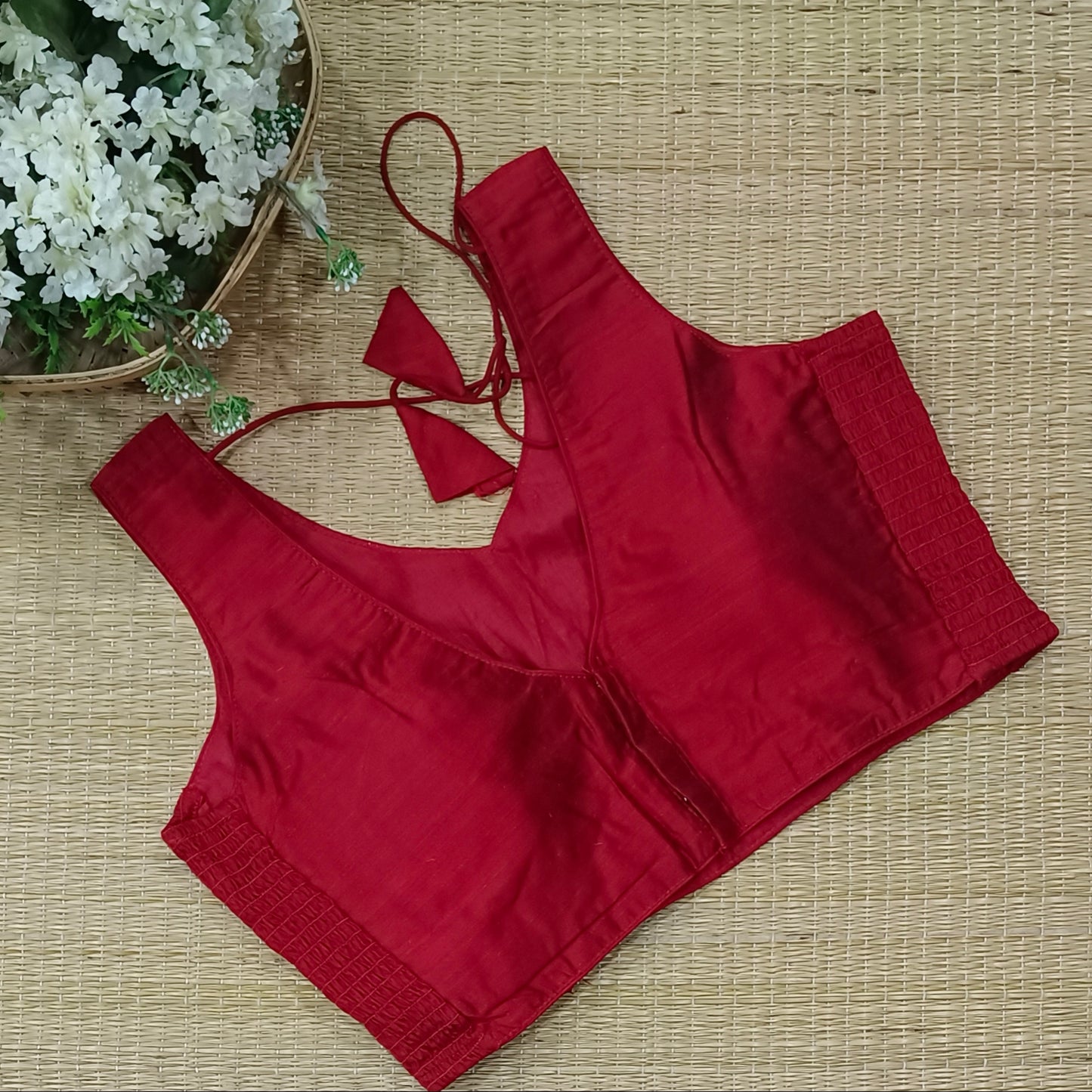Dark Red plain flexifit blouse (attachable sleeves)