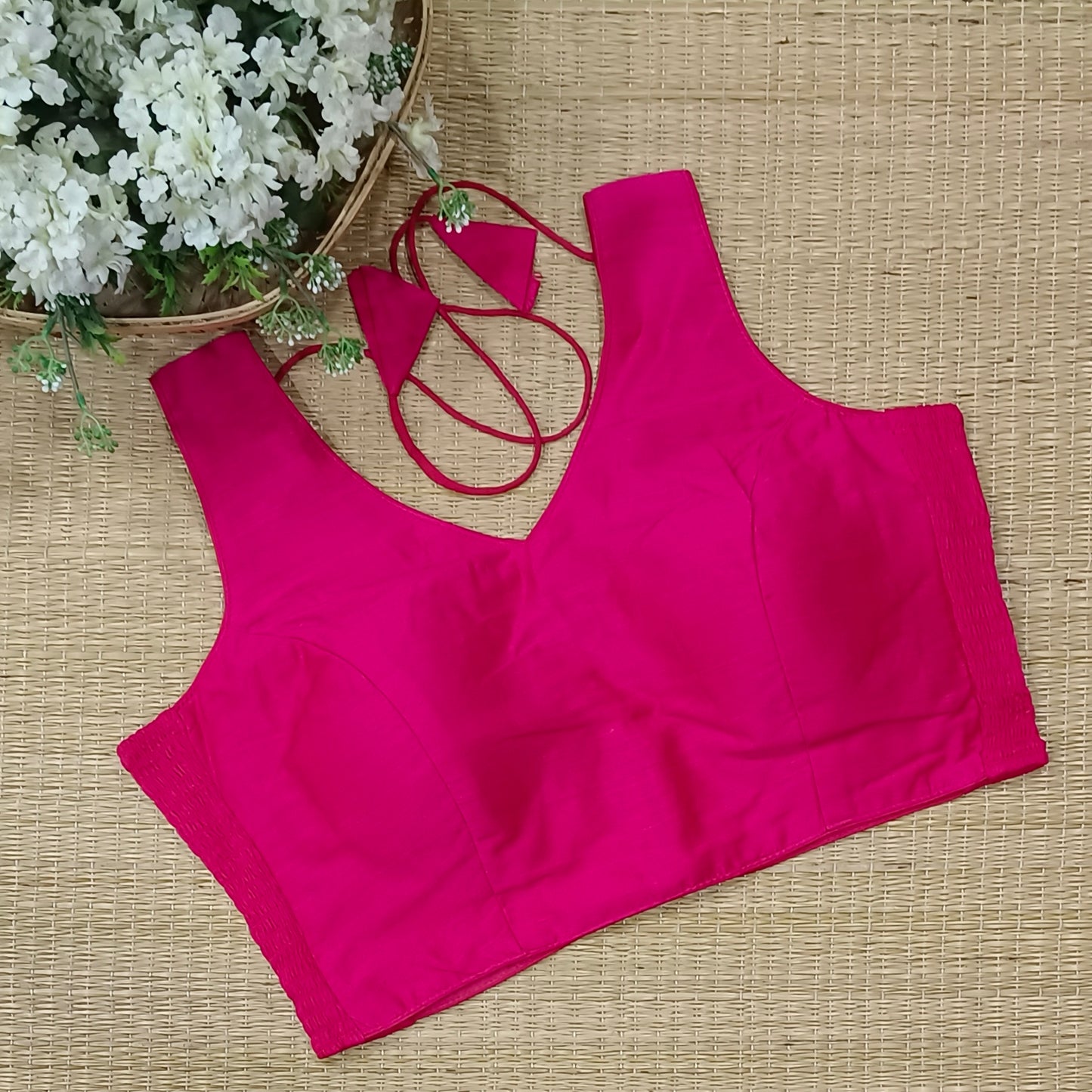 Rani pink plain flexifit blouse (attachable sleeves)