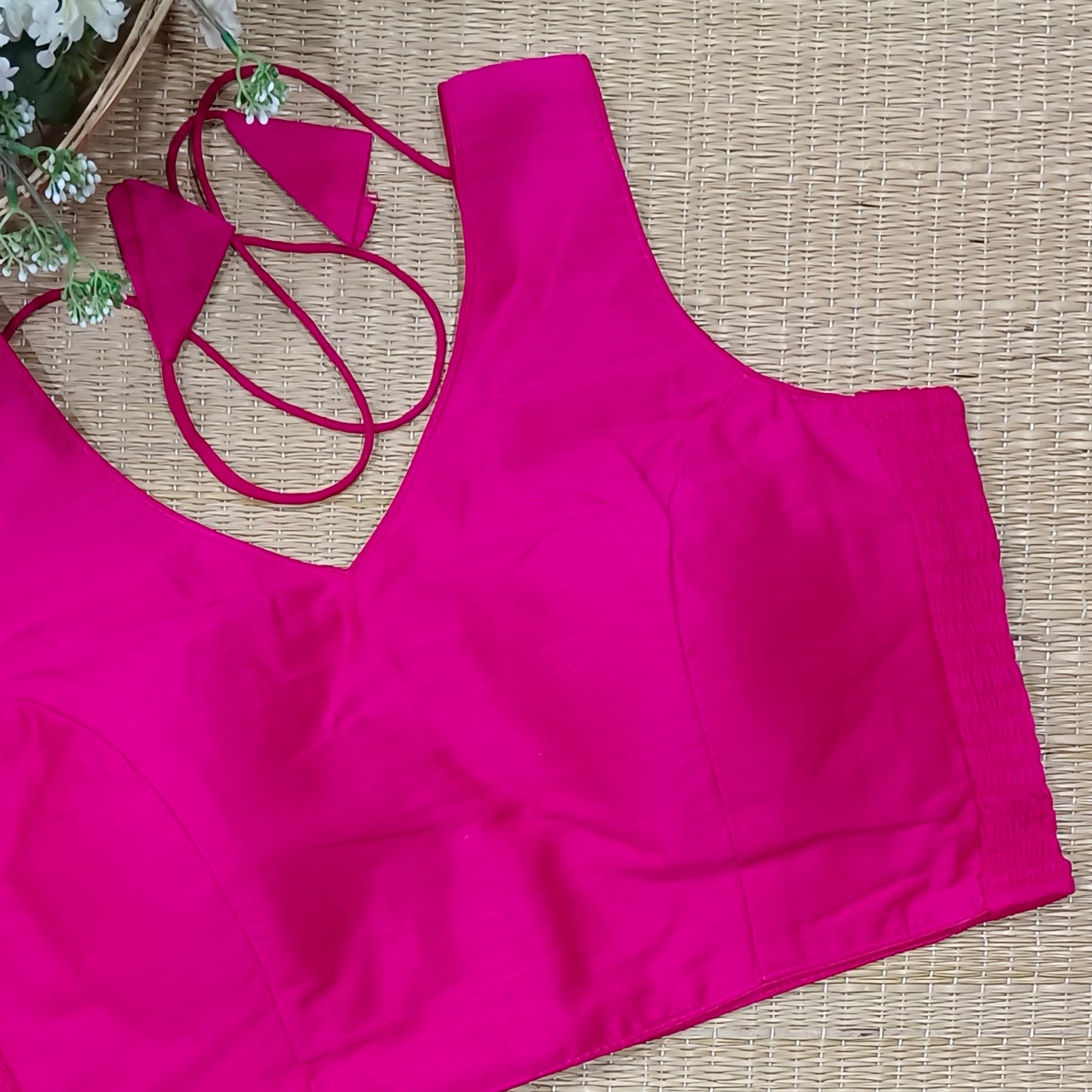 Rani pink plain flexifit blouse (attachable sleeves)