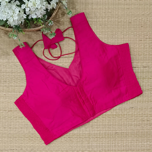 Rani pink plain flexifit blouse (attachable sleeves)