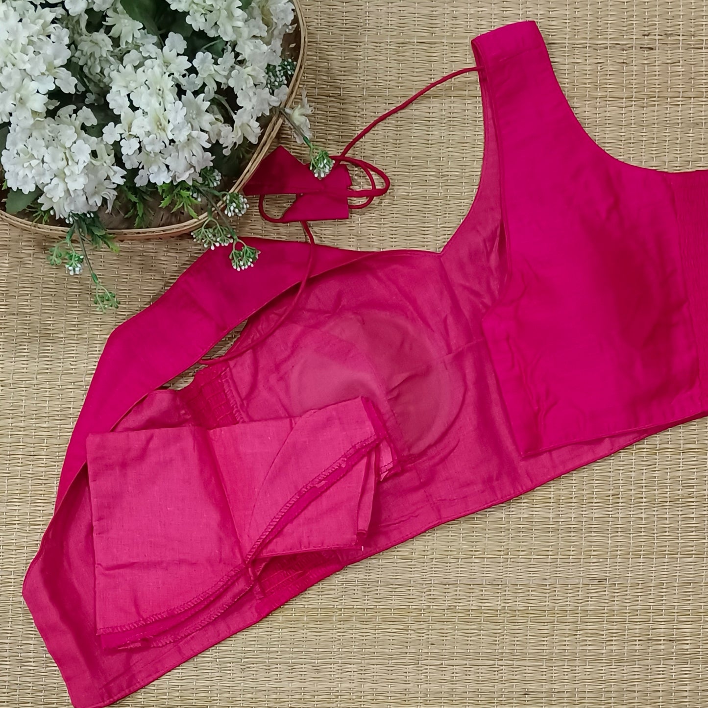 Rani pink plain flexifit blouse (attachable sleeves)