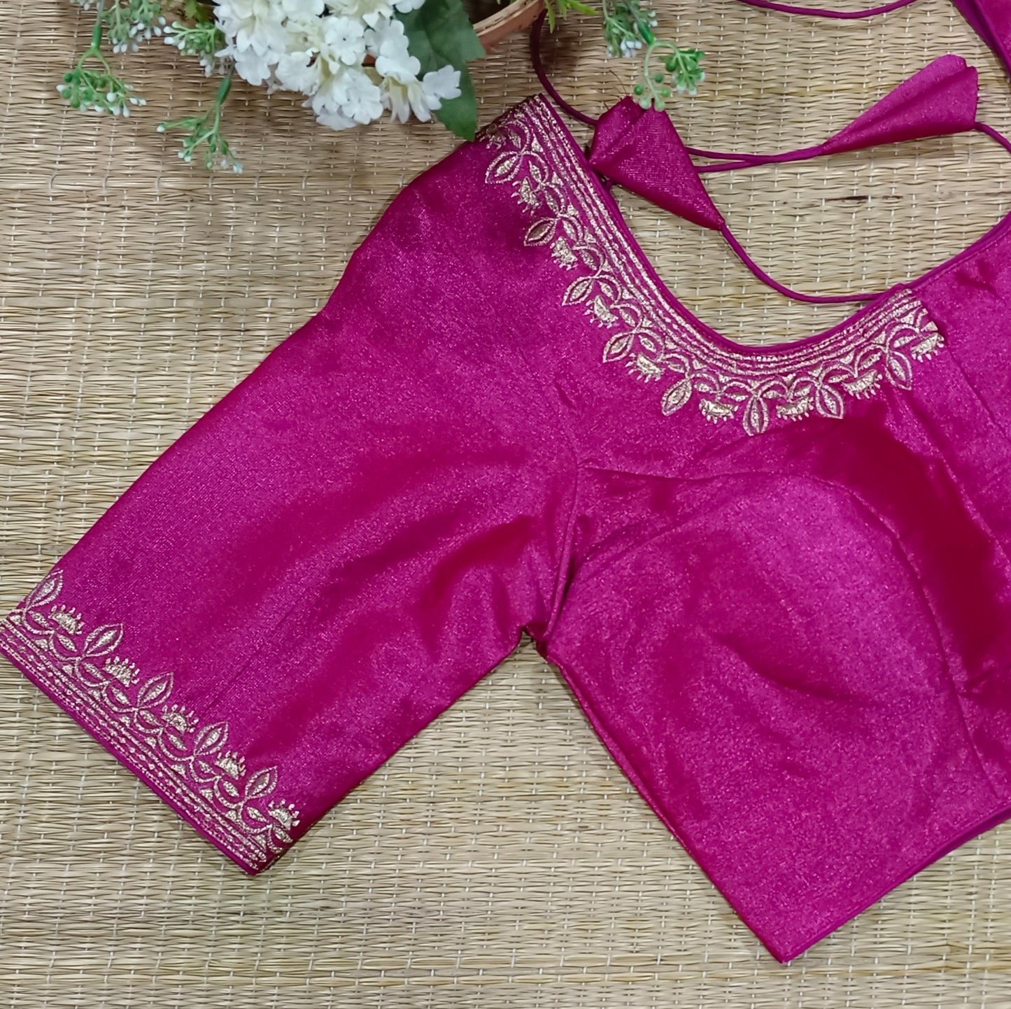 Classic Metallic Dark Pink Tissue Blouse