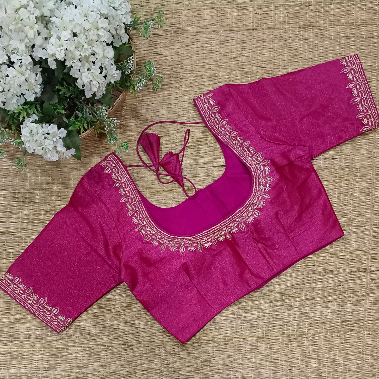 Classic Metallic Dark Pink Tissue Blouse