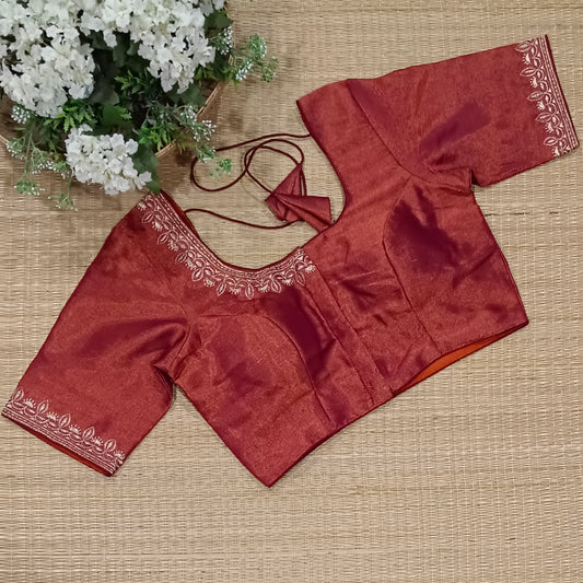 Classic Metallic Maroon Tissue Blouse