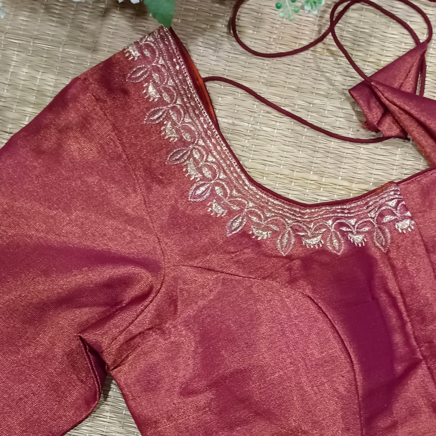 Classic Metallic Maroon Tissue Blouse