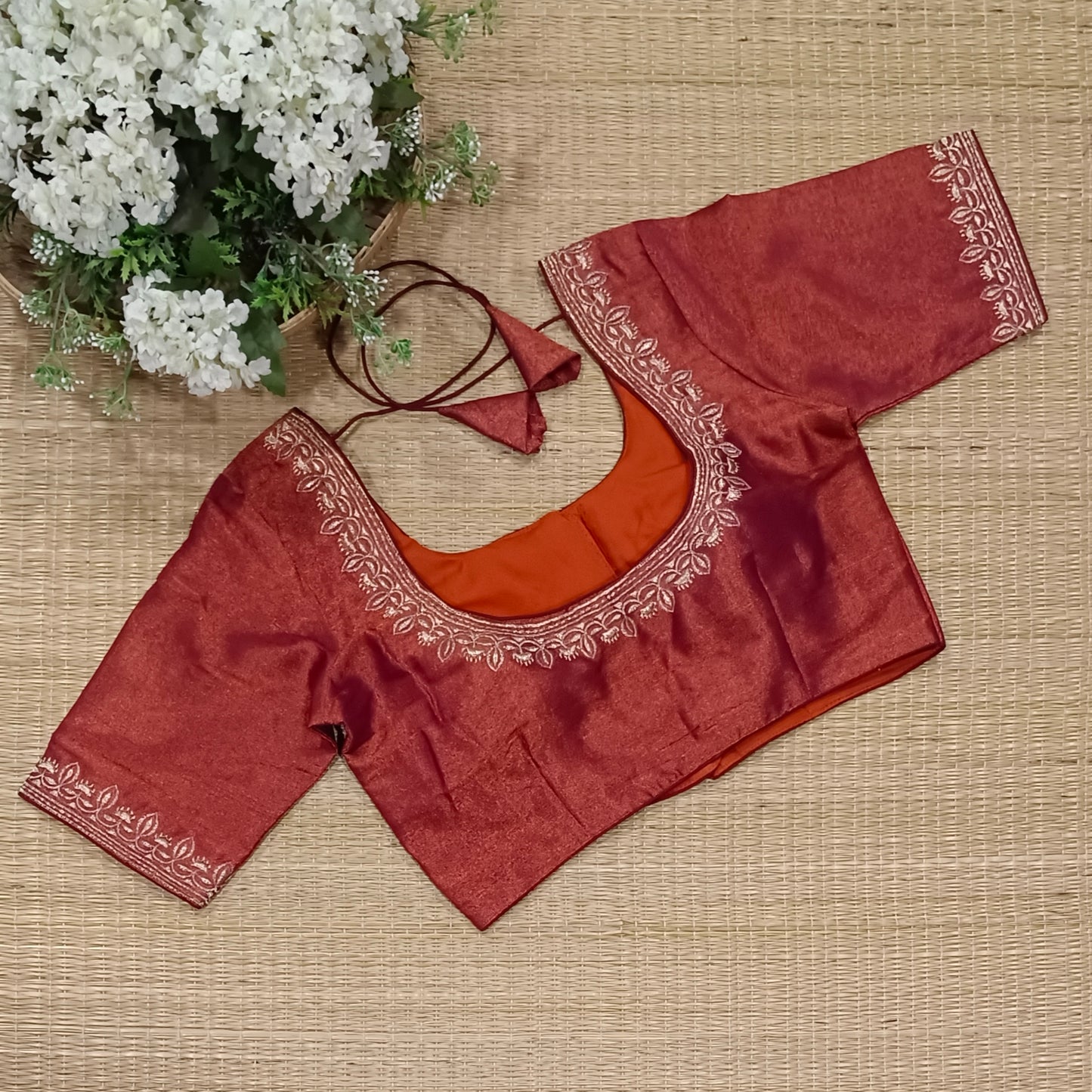 Classic Metallic Maroon Tissue Blouse