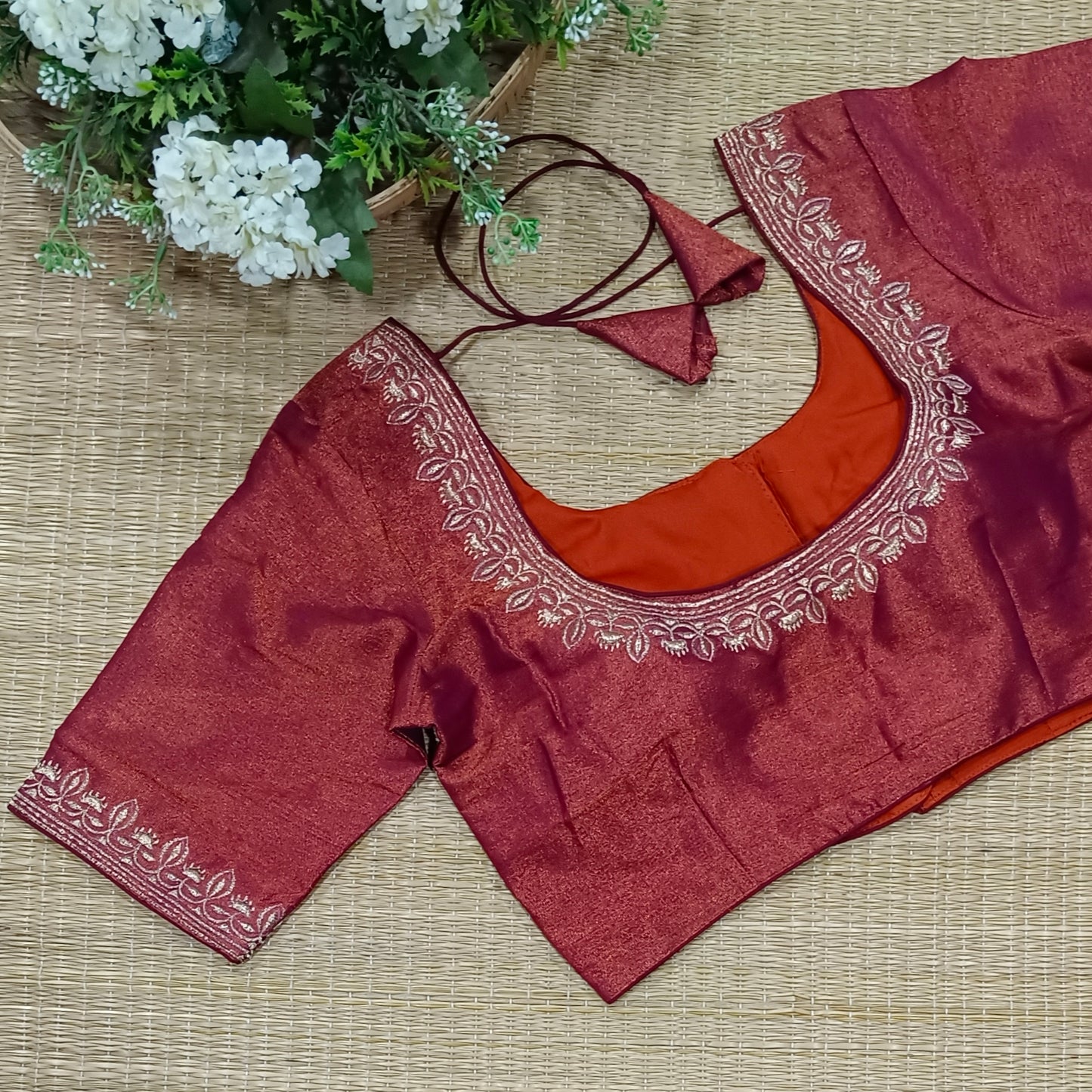 Classic Metallic Maroon Tissue Blouse