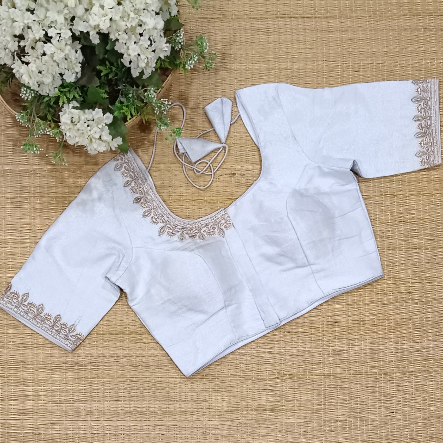 Classic Metallic Silver Tissue Blouse