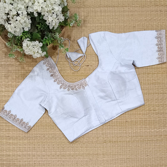 Classic Metallic Silver Tissue Blouse