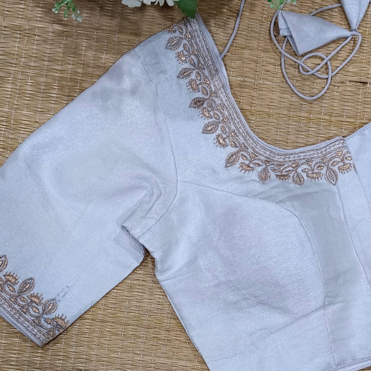 Classic Metallic Silver Tissue Blouse