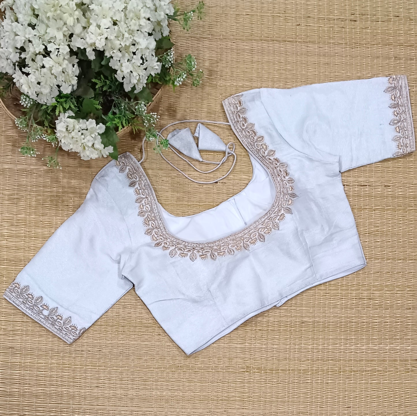 Classic Metallic Silver Tissue Blouse