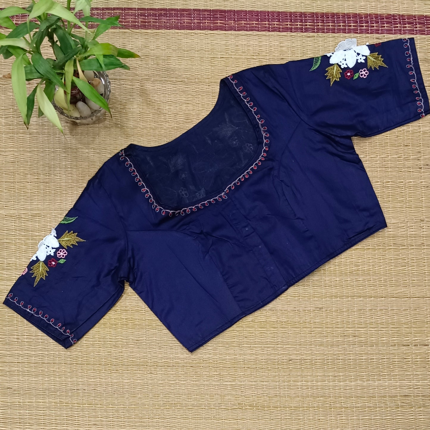 Navy Blue 3D Lace Blouse