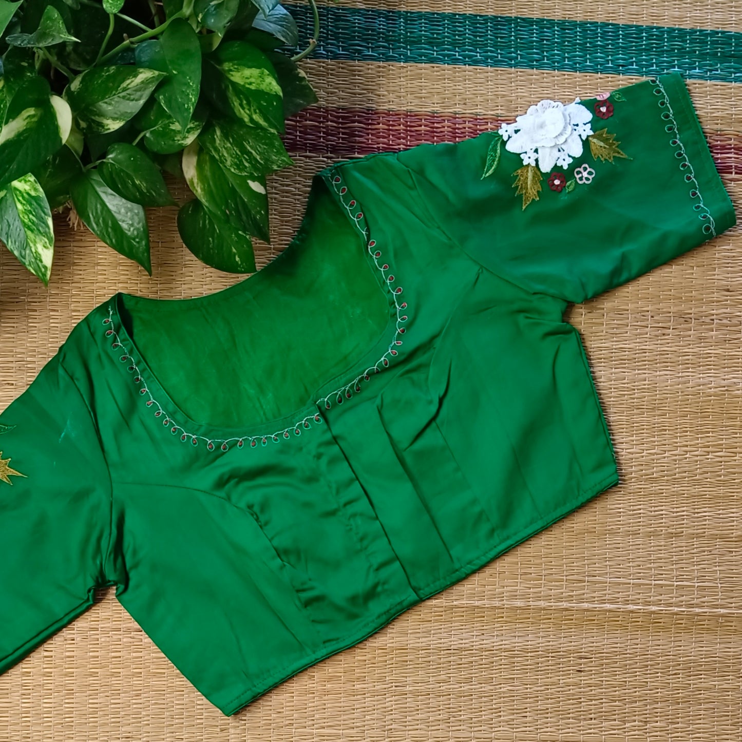 Leaf Green 3D Lace Blouse