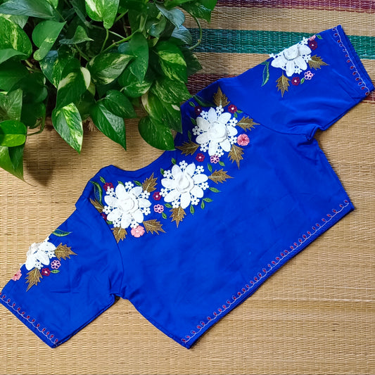 Royal Blue 3D Lace Blouse