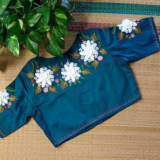 Rama Green 3D Lace Blouse