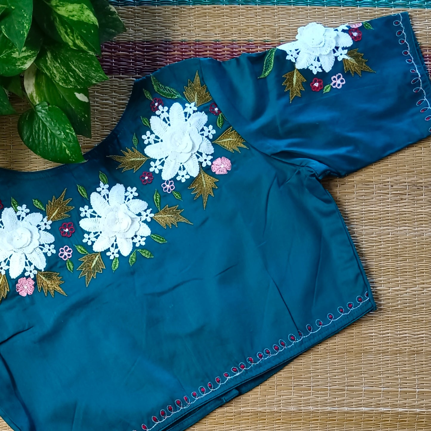 Rama Green 3D Lace Blouse