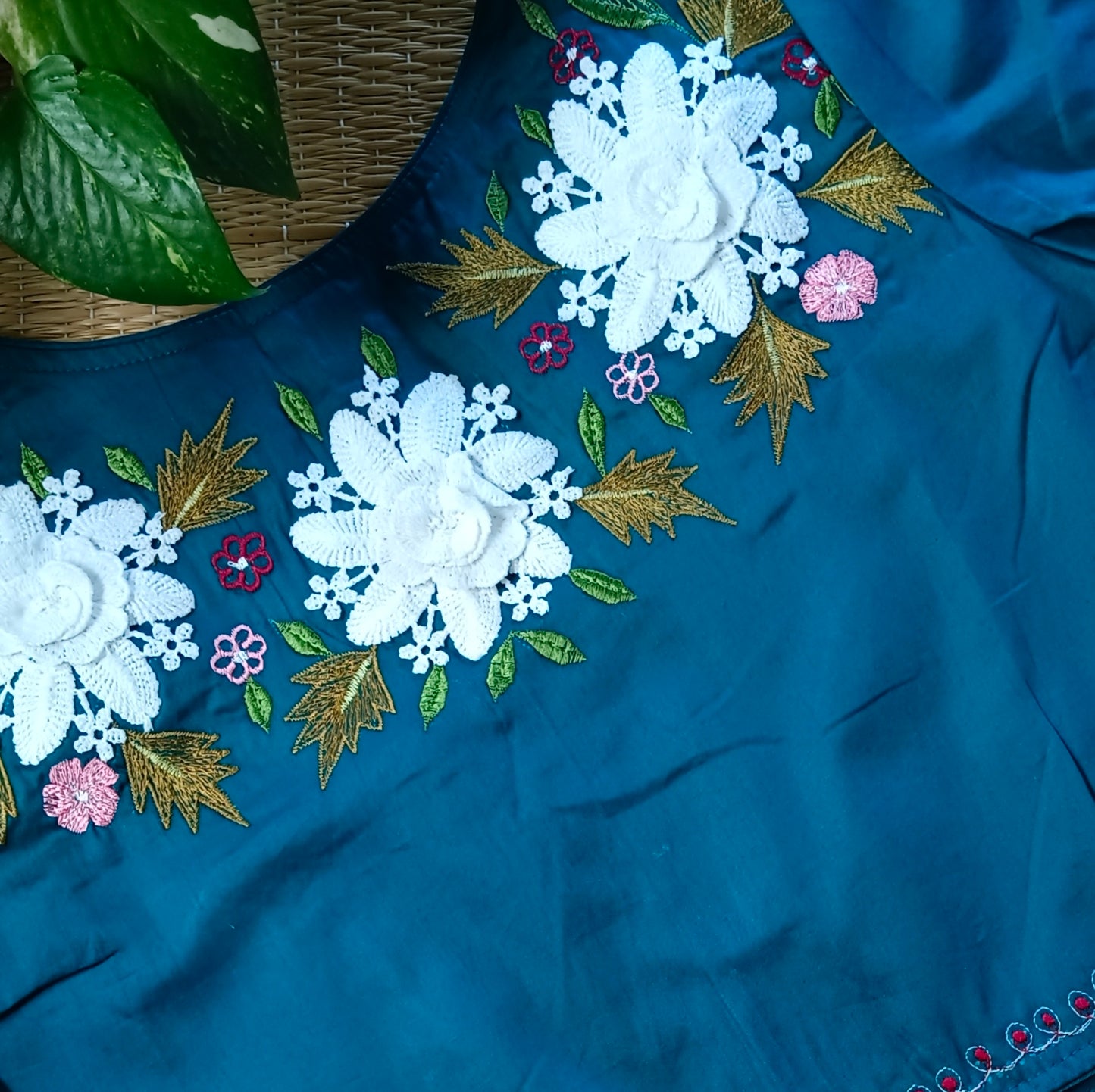 Rama Green 3D Lace Blouse