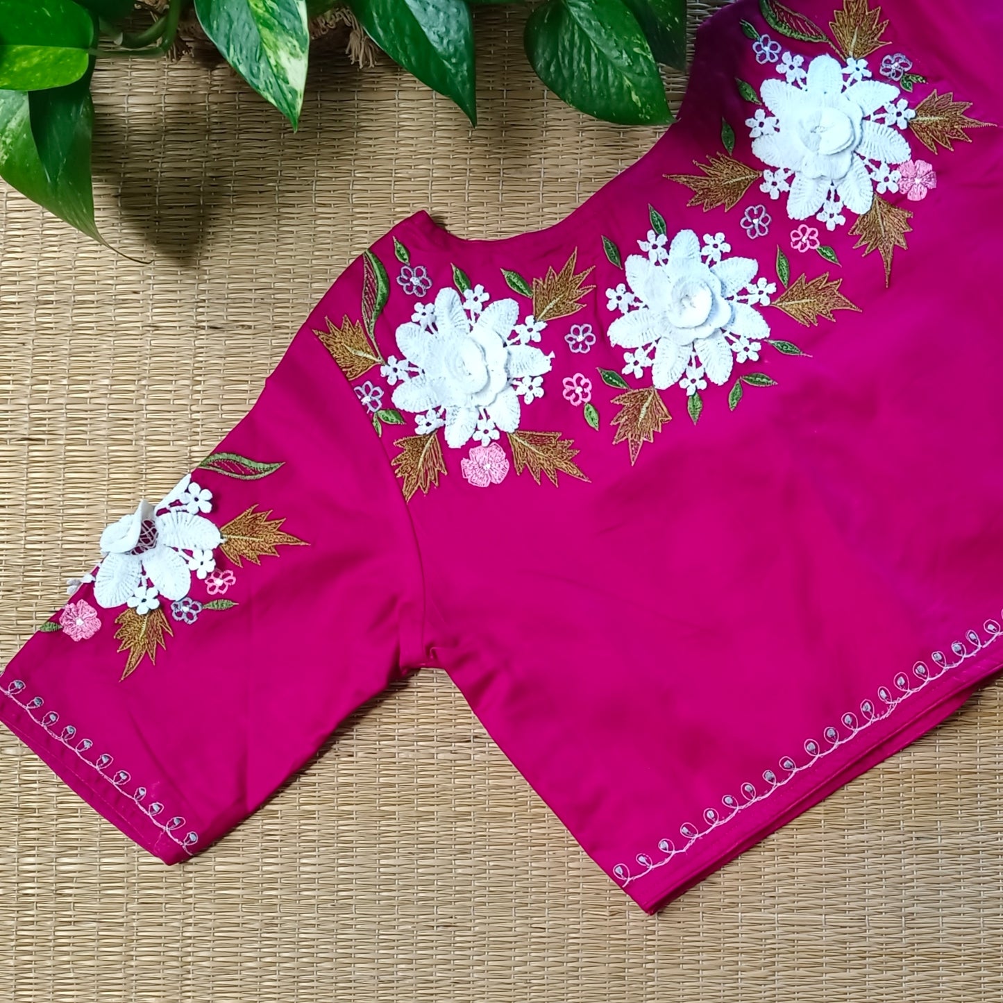 Dark Pink 3D Lace Blouse