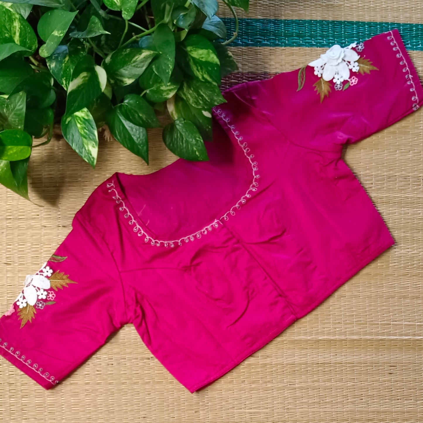 Dark Pink 3D Lace Blouse