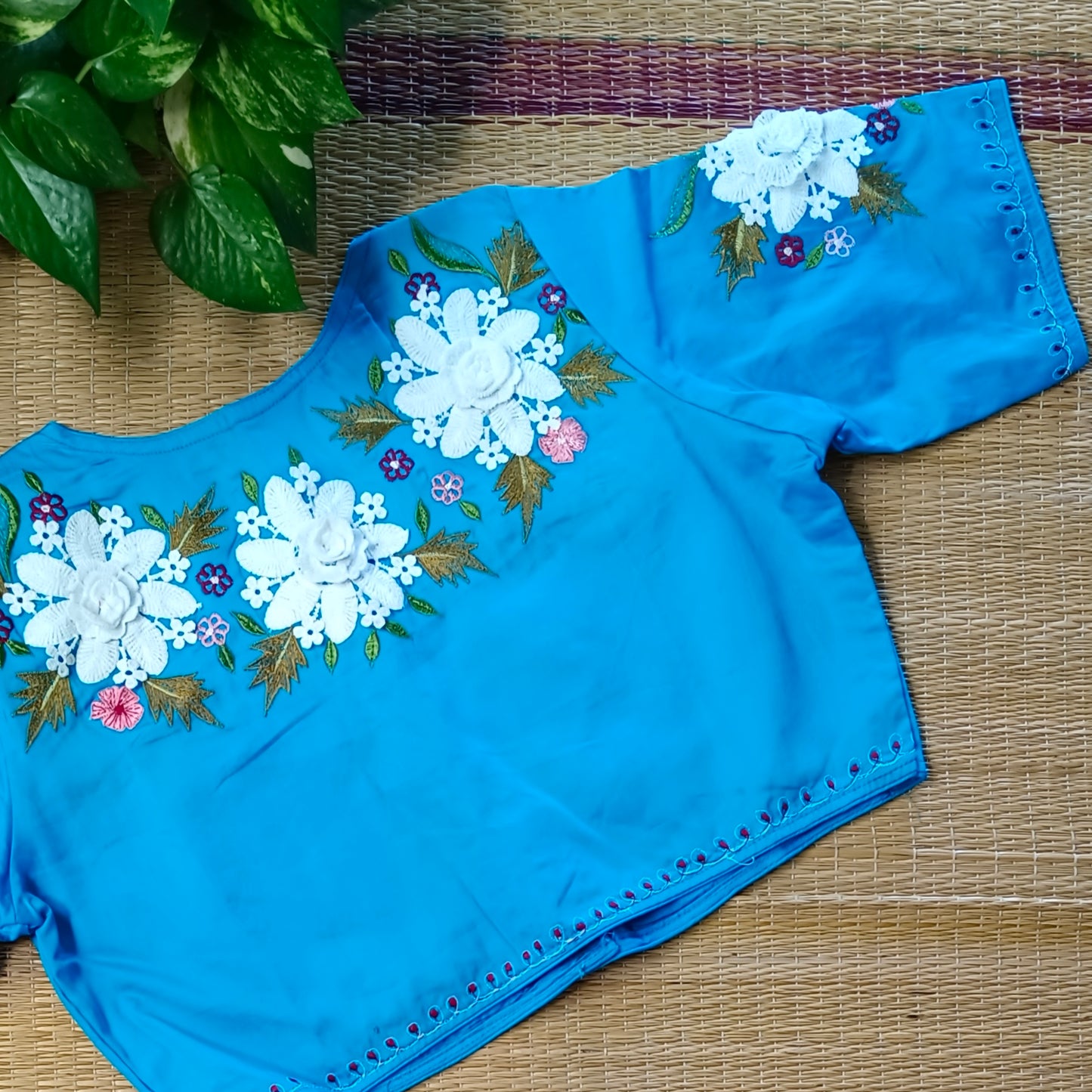 Blue 3D Lace Blouse