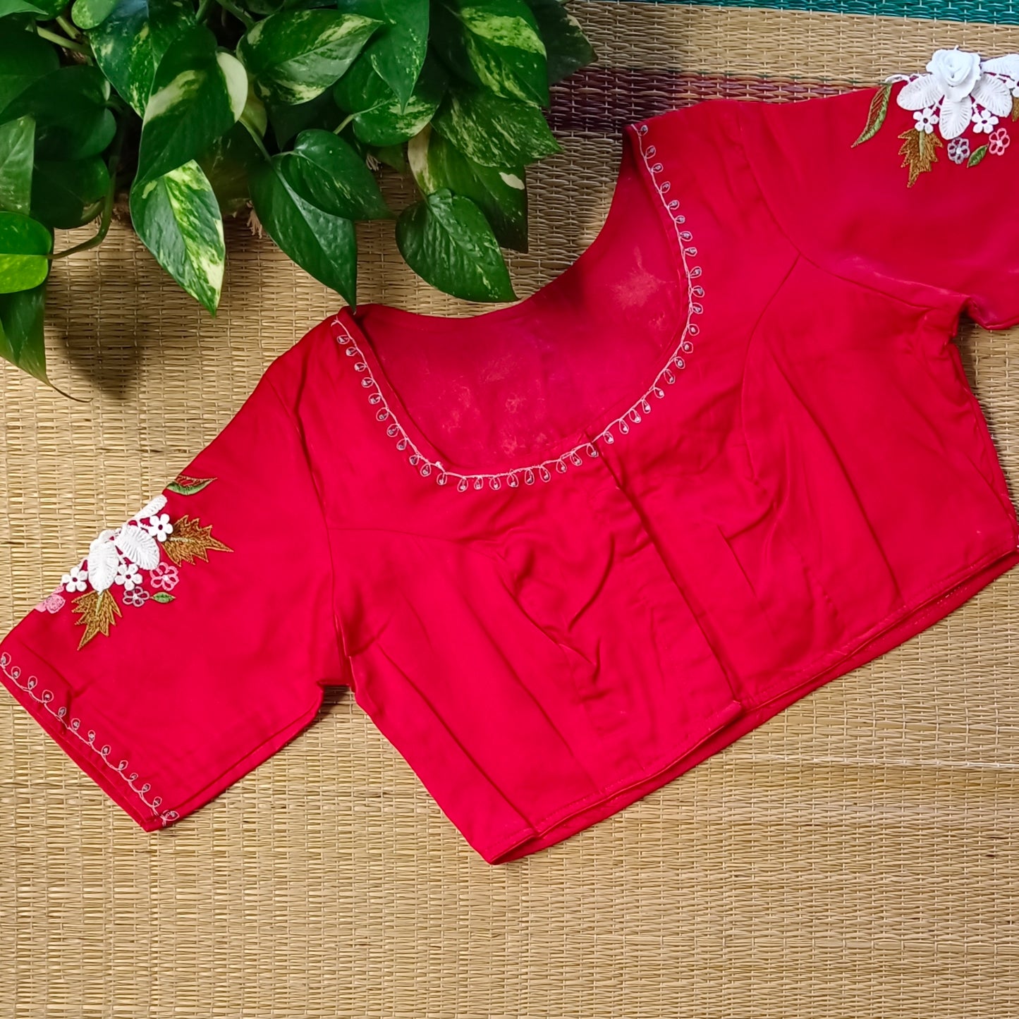 Cherry Red 3D Lace Blouse