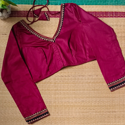 Maroon Malai Cotton Full Sleeve Blouse