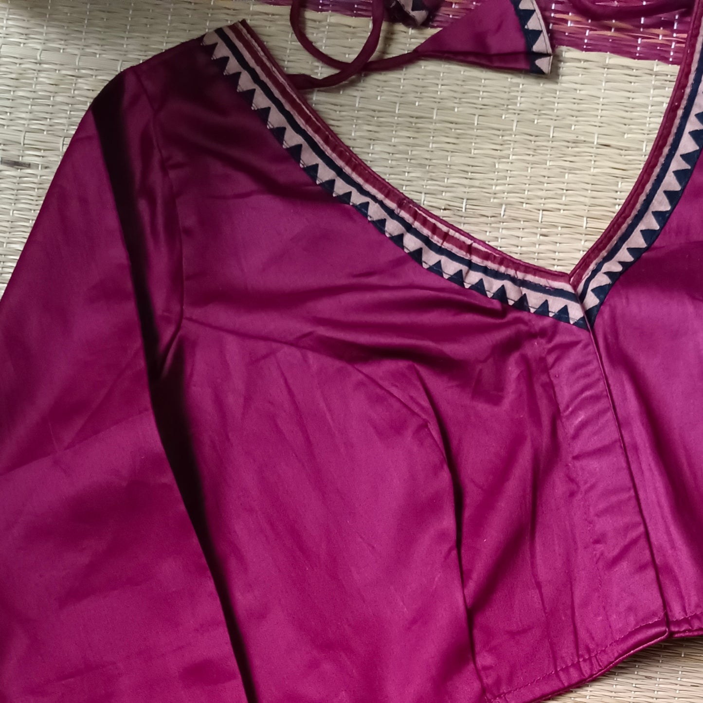 Maroon Malai Cotton Full Sleeve Blouse