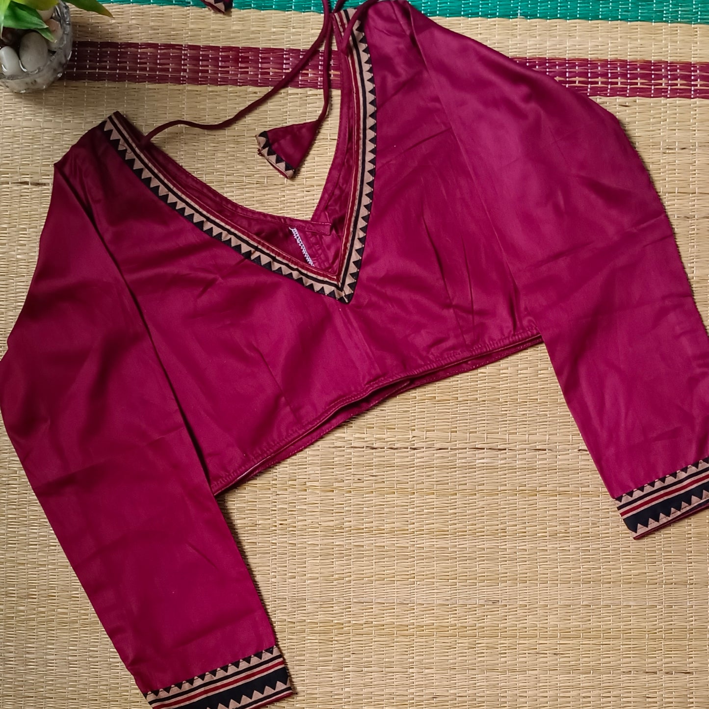 Maroon Malai Cotton Full Sleeve Blouse