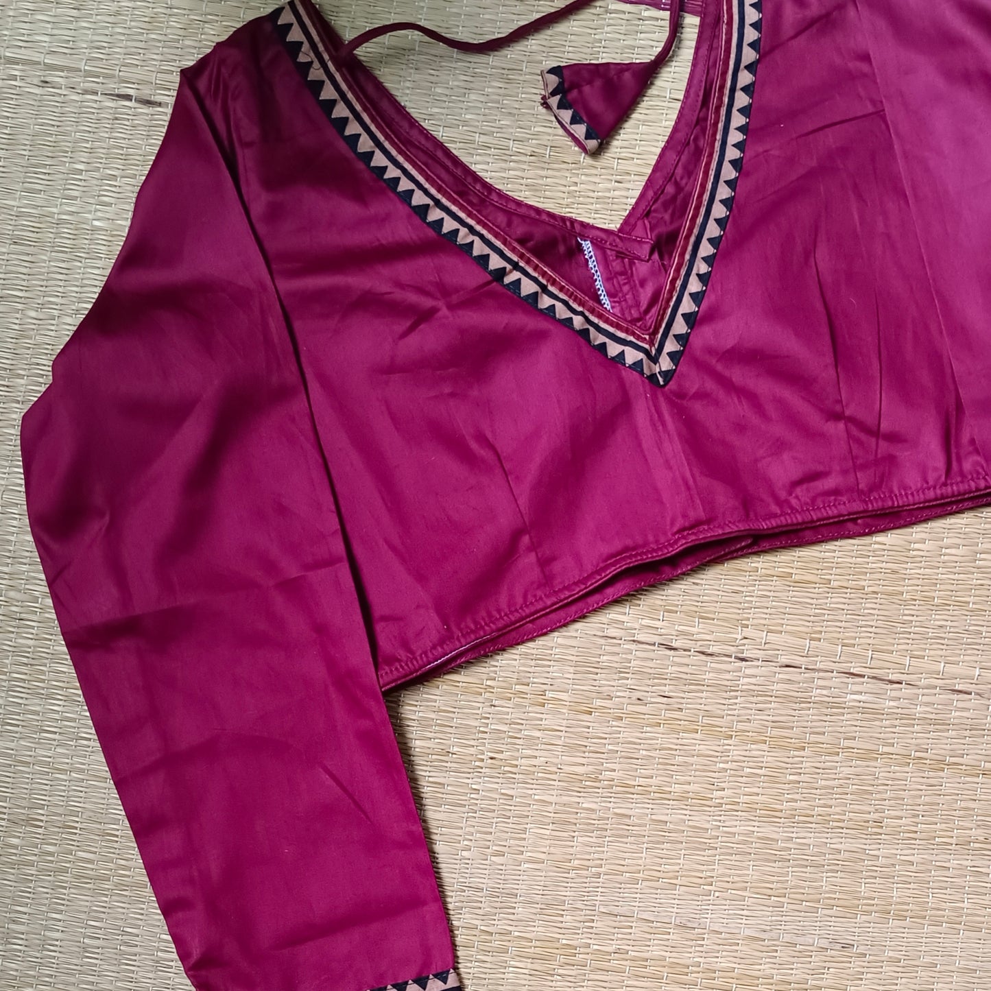 Maroon Malai Cotton Full Sleeve Blouse