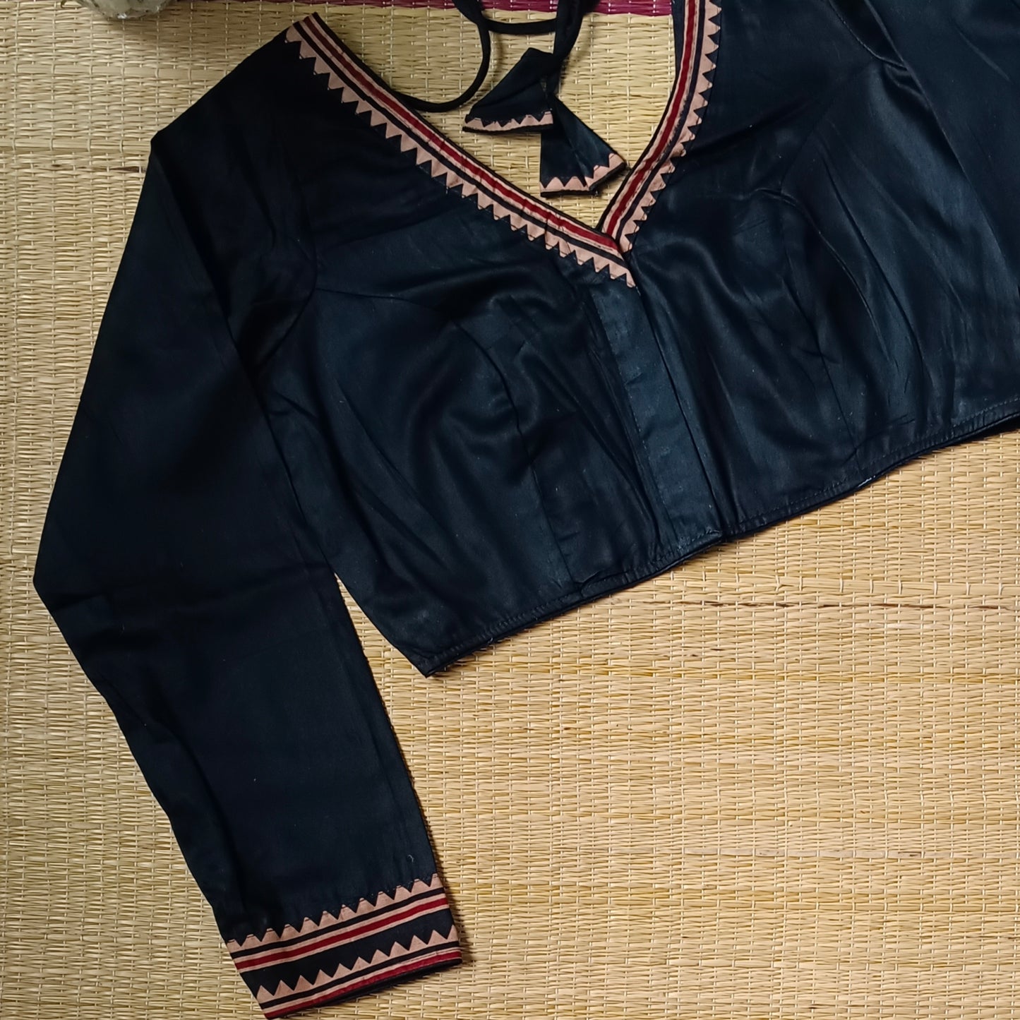 Black Malai Cotton Full Sleeve Blouse