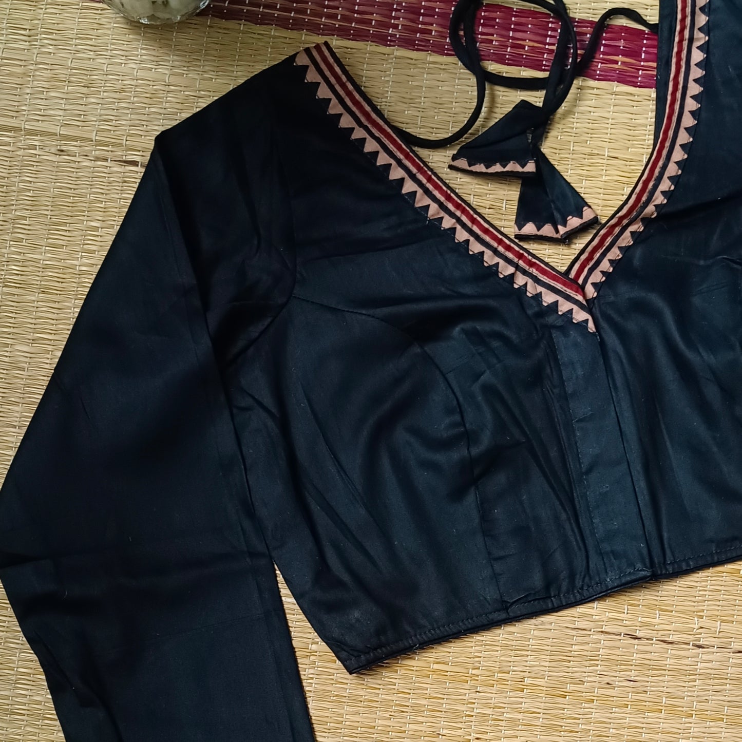Black Malai Cotton Full Sleeve Blouse