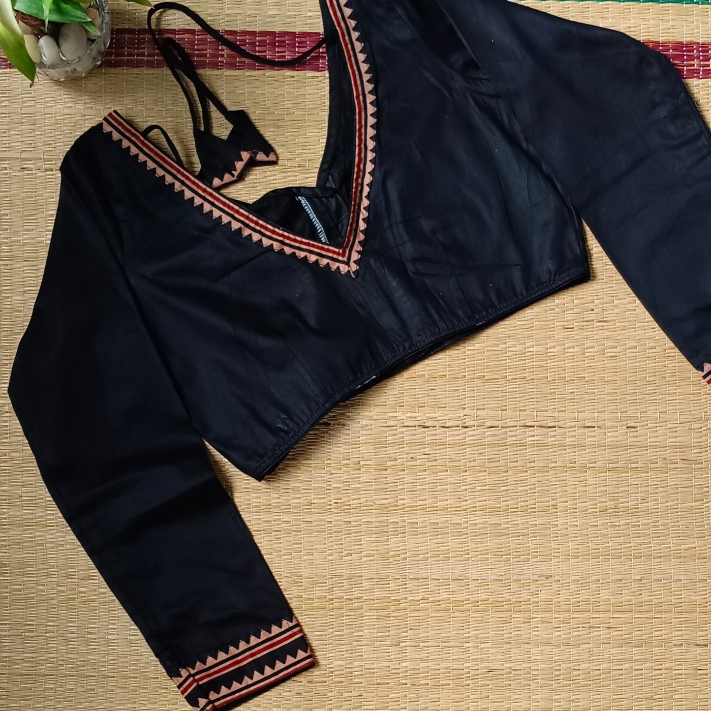 Black Malai Cotton Full Sleeve Blouse