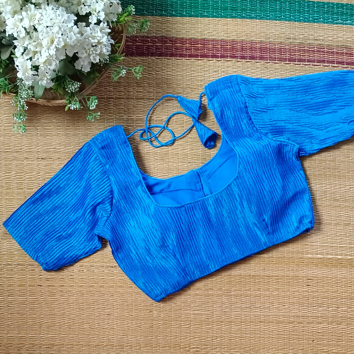 Dark Blue Metallic Crush Tissue Stretchable Blouse