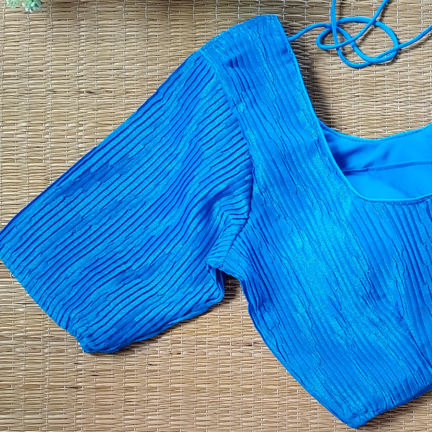 Dark Blue Metallic Crush Tissue Stretchable Blouse