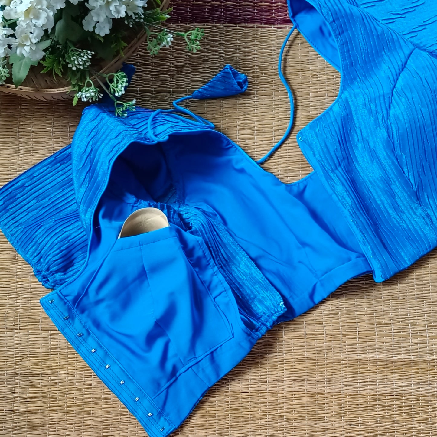 Dark Blue Metallic Crush Tissue Stretchable Blouse