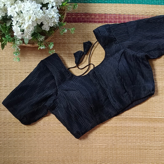 Black Metallic Crush Tissue Stretchable Blouse