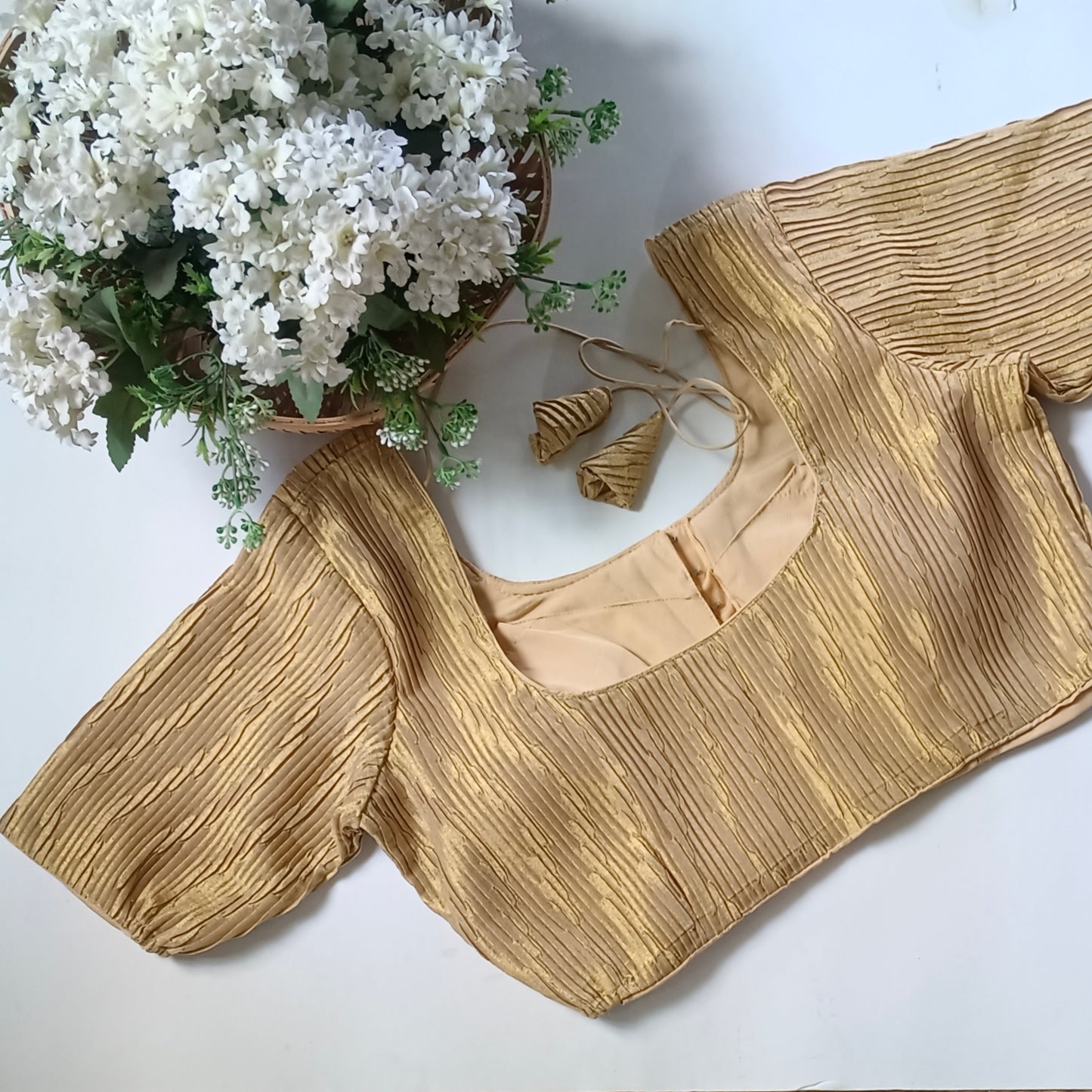 Golden 1 Metallic Crush Tissue Stretchable Blouse